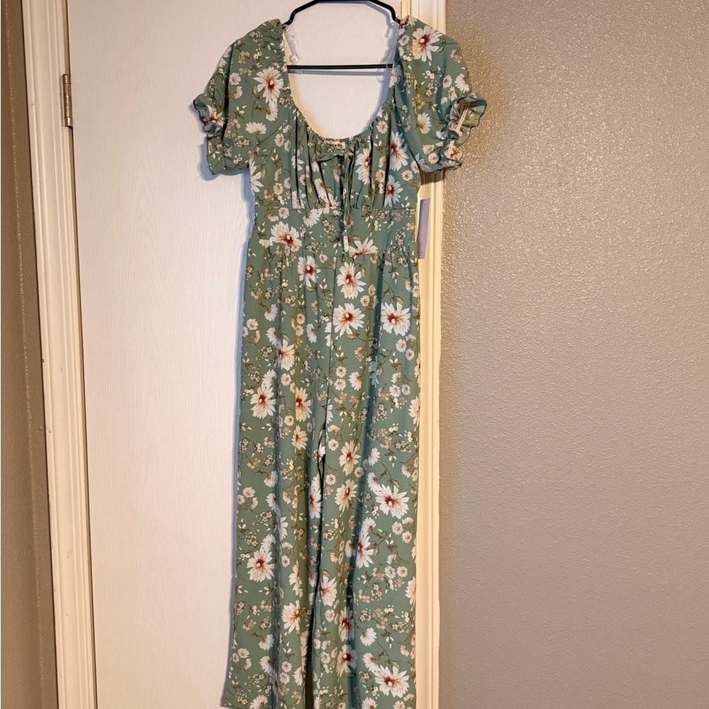Floral Green Romper